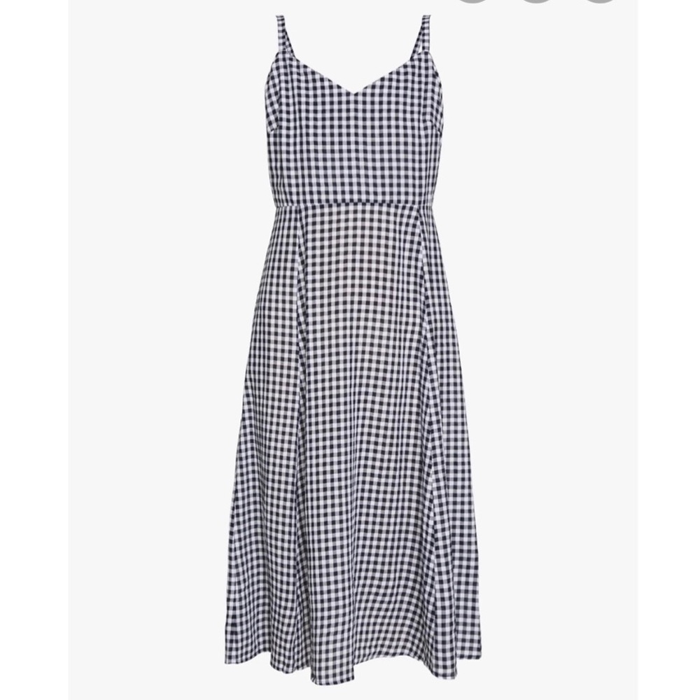 Gap Gingham Cami Midi Dress Navy Blue Size M NWT
